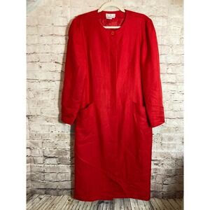 Vintage Smooth Premier Silk Jacket Dress Womens 12 Cherry Red Christmas Holiday